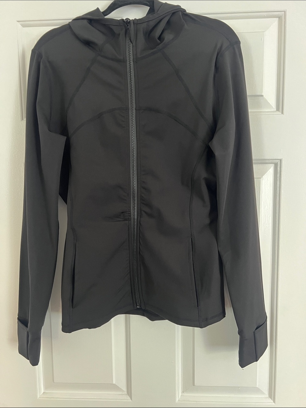 Women's Black Hooded Zip Utility Jacket
